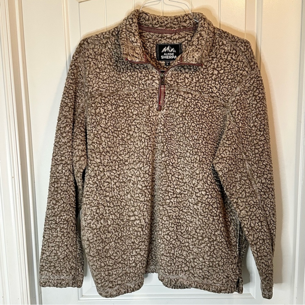 Women's Alpine Sherpa 1/4 Zip Brown Pullover Size Large